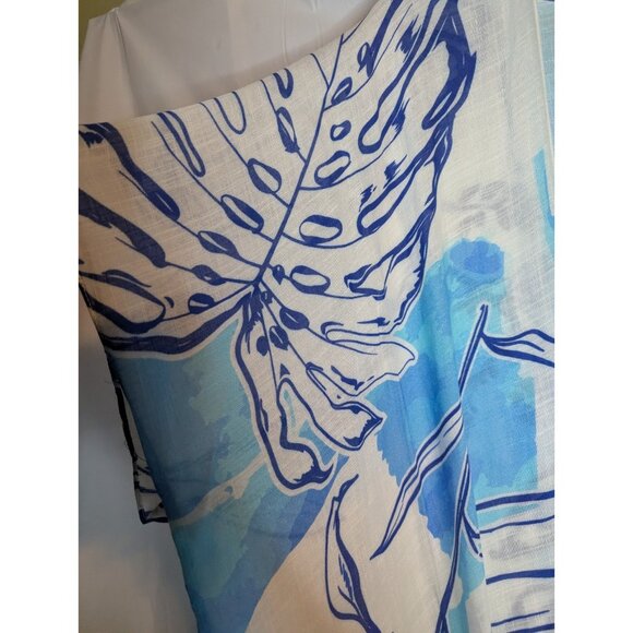 One by Onedder Women's Blue Palm Floral Kimono Cover Up Sz OS Beachy Resort Boho - Picture 3 of 15